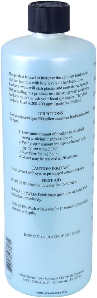 SpaChoice 1-Quart Premium Increase Calcium, Liquid Calcium Hardness Increaser Hot Tub, Made in USA