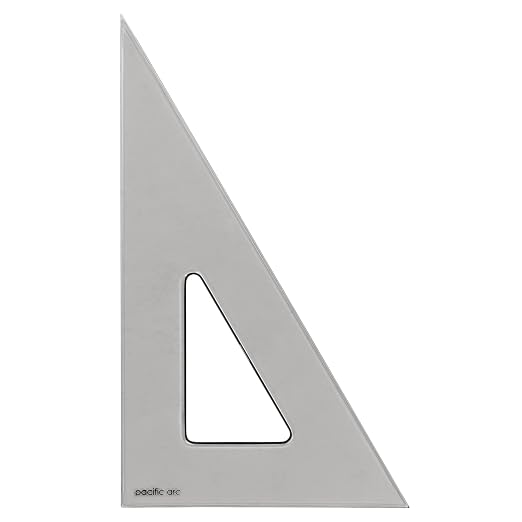 Pacific Arc's Scholastic Triangle - 4 inch - Smoke - 30/60 Angle - Polystyrene - Inking Edge - Technical Drawing Tools, Drafting, Architect and Engineering.