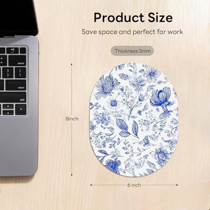 Oval Mouse Pad 6x8in Non-Slip for Laptop,Sketch Flowers