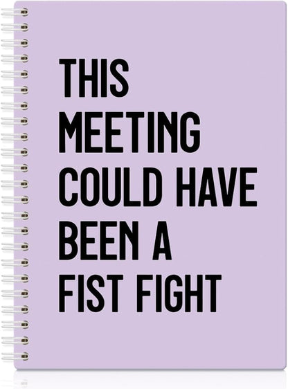 XQLZY This Meeting Could Have Been A Fist Fight Purple Spiral Notebook, Funny Corporate Humor Notepad, Office Sarcastic Humor Gifts for Men Women Coworker BFF Friend, Coworker Christmas Gifts