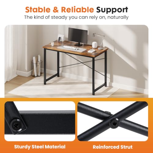 47-Inch Computer Desk for Bedroom, Brown