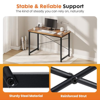 47-Inch Computer Desk for Bedroom, Brown