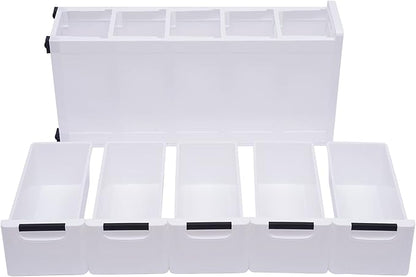 YARDOMGAR 5-Drawer Storage Cabinet with Removable Drawers - 7.87x15.75×33.07in White PP Vertical Plastic Storage Drawers for Toys & Home Decor, 22lbs Capacity (B-White)