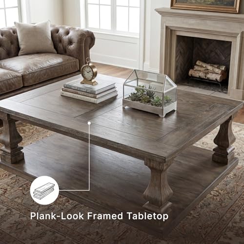 Signature Design by Ashley Large Farmhouse Coffee Table, Weathered Gray