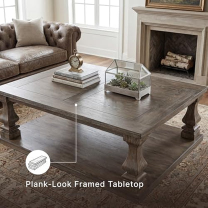 Signature Design by Ashley Large Farmhouse Coffee Table, Weathered Gray