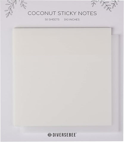 DiverseBee 50 Sheets Pastel Transparent Sticky Notes, 3x3” Clear Sticky Tabs, Translucent Page Flags Book Markers Stickers, Planner Accessories, Bible Journaling Study Office School Supplies (Coconut)