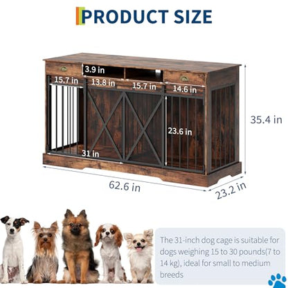 63'' Double Dog Crate with Removable Divider