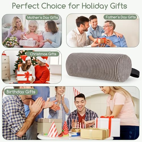 HIGOGOGO Lumbar Roll Lumbar Support Pillow for Office Chairs, Cars, and Gaming Chairs, Back Cushion with Washable Cover & Adjustable Strap to Relieve Back Pain and Improve Posture, 15"x6"x5", Grey