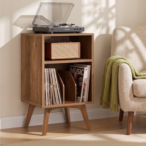 End Table, Mid-Century Record Player Stand, Holds 160 Albums