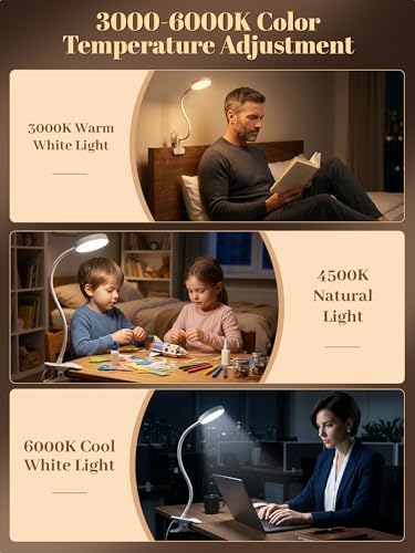 Clip on Light,10 Colors RGB Desk Lamp with Clamp,10 Dimmable Reading Lamp