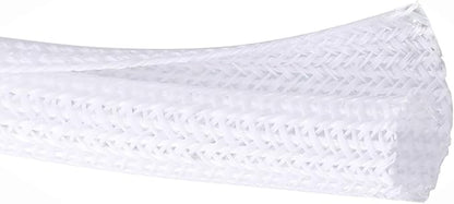 QCSIW 1/4" x50ft Split Sleeve Cable Organizer - Wire Protector Sleeving for Desk, PC, TV, Home Office | Cord Management Cover, Easy Install, White