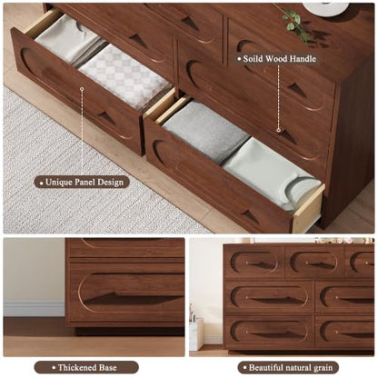 47" 7 Drawer Dresser for Bedroom, Walnut