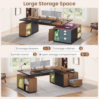 77.1" Executive Large Electric Standing Desk, Brown