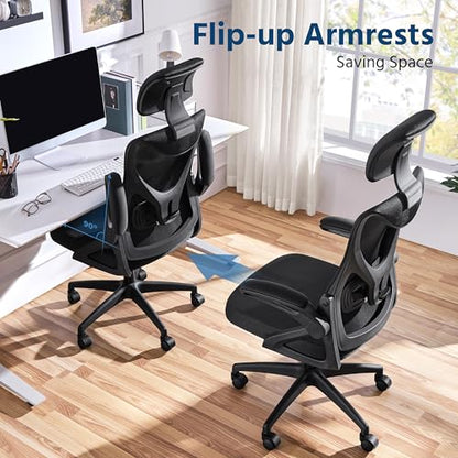 Ergonomic Office Chair with Headrest, Lumbar Support, Black