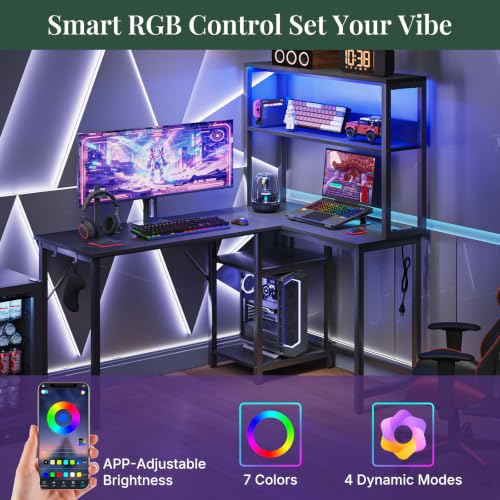 53" L Shaped Gaming Desk Reversible Corner Desk for Home Office