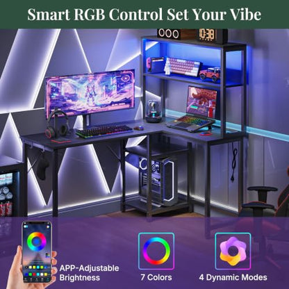 53" L Shaped Gaming Desk Reversible Corner Desk for Home Office