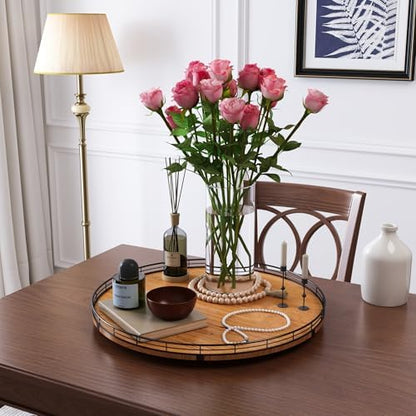 AMH 21-Inch Walnut-Finish Wooden Lazy Susan Organizer for Dining Table