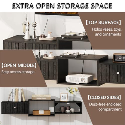 43" Floating TV Stand, Wood Entertainment Center with Big Storage