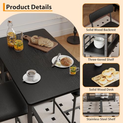 Farmhouse Counter Height Kitchen Table with 2 Bar Stools