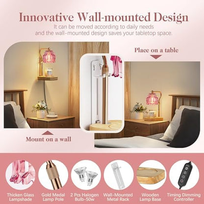 Candle Warmer Lamp with Timer Dimmer, Wax Melts Warmer Lamp for Gift, Pink