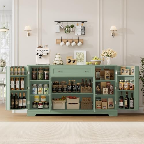 54" W Kitchen Buffet Cabinet with Storage, Coffee Bar Cabinet, Green