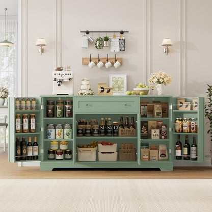54" W Kitchen Buffet Cabinet with Storage, Coffee Bar Cabinet, Green