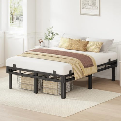 King Bed Frame, 16 inch Metal Bed Frame & Box Spring 2 in 1 Design