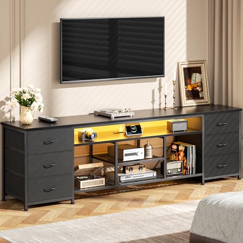 71 Inch LED TV Stand, Entertainment Center, Black
