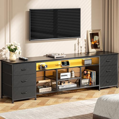 71 Inch LED TV Stand, Entertainment Center, Black