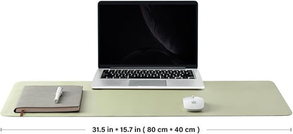 Leather Desk Mat - Non-Slip PU Pad for Office and Home - Organization Accessory - Ideal for Large Mouse Pads (Light Green, 31.5" x 15.7")