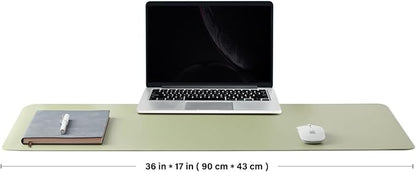 HOMIEAZICOZI Leather Desk Mat - Non-Slip PU Pad for Office and Home Organization Accessories Ideal Large Mouse Mats on Top of Desks (Light Green,36''x 17'') (DPD-LG-L)