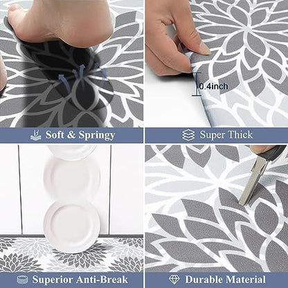 HEBE Anti Fatigue Kitchen Rugs Set of 2, Cushioned Kitchen Mats for Floor