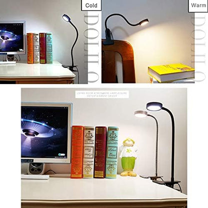 Office Table Lamp Adjustable Eye Protection Reading Table Light, Led Clip Desk Light, USB Connection, Reading Light and Eye Protection Table Lamp for Bedside, Office, Bedroom (Black)