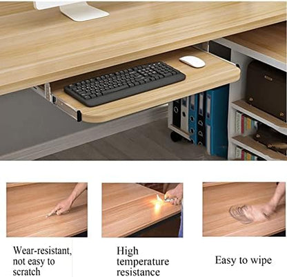 V3VOGUE Slides Keyboard Tray - Under Desk Smooth Gliding - Pull-Out Drawers Keyboard and Mouses Holder, Ergonomics/Easy Install/Height Adjustable, Support Keyboard Storage Shelf