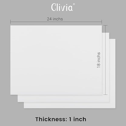 CMI Commercial Grade Cutting Board for Kitchens,Cutting Board Set,Thick White Plastic Chopping Board,24 x 18 x 1 Inch, White-Color 3 of Pack Set,NSF Approved