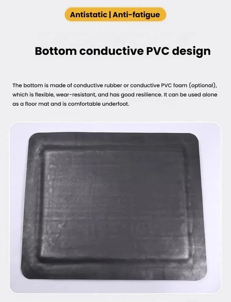 20mm Thick Anti-Fatigue Floor Mat, Cushioned Static-Safe Standing Pad with Beveled Edges for Workshop & Labs, Yellow-Gray, 150x100 cm, Durable Comfort Mat,Yellow-Gray,150x100 cm