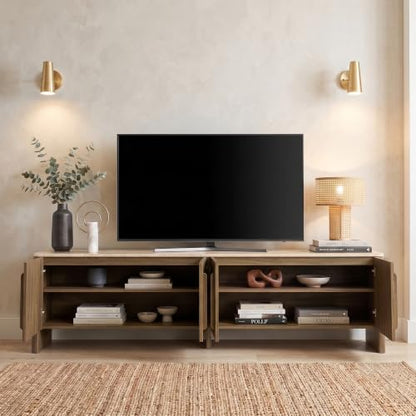 71" Mid Century Modern TV Stand with 4 Doors