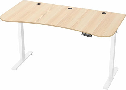 VIVO Electric 63 x 32 in Standing Desk, Memory Height Adjustment, 1B Series, Holds 220 lbs, Light Wood Top White Frame, DESK-KIT-1W1C