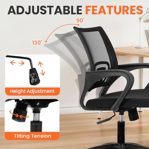 Office Computer Chair Ergonomic Mid-Back Mesh Desk Chair, Black