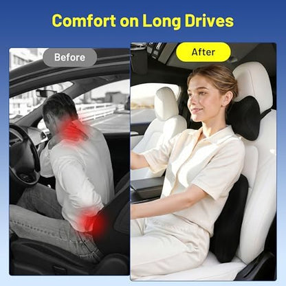 Car Pillow for Hyundai Palisade,Car Neck Pillow,Lumbar Support Pillow for Car,Memory Foam Pillow,Ergonomic Pillow,Adjustable and Washable,Car Essentials for Long Trips,Car Accessories,Ice Silk,1 Set
