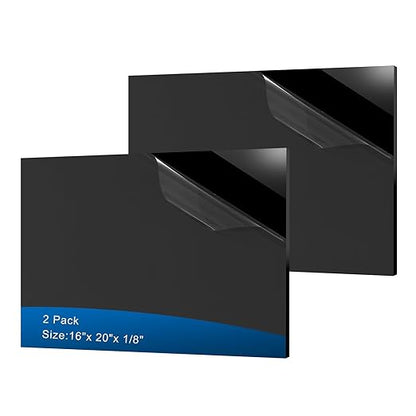 2 Pieces Black Acrylic Sheet, 16 x 20 Inch 1/8 Inch Thick, Black Cast Plexiglass Sheets for DIY Display, Handcraft, Home Decor, Painting, Display Stand, Photo Frame, Easy to Cut