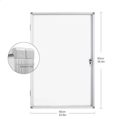 BEST BOARD Lockable Magnetic Enclosed 36x24 inches Dry-Erase whiteboard, Tamper-Resistant Wall-Mounted Display whiteboard, Aluminum-Framed Window whiteboard (White)