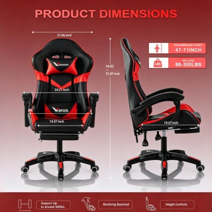 Small Gaming Chair, Home Office Desk Seat with Lumbar Support & Footrest