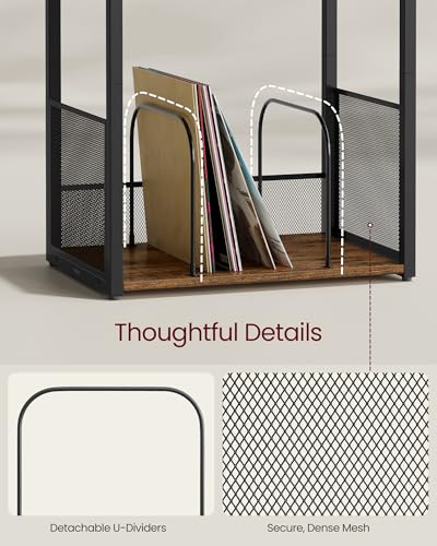 3-Tier Record Player Stand, Vinyl Record Storage up to 100 Albums