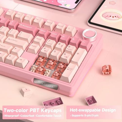 SOLAKAKA KI99 Pro 96% Wireless Mechanical Keyboard (Pink, Silent Switch)