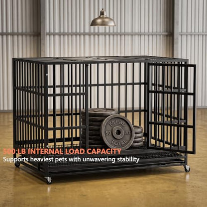 48" Heavy Duty Dog Crate for Large Dogs, Black