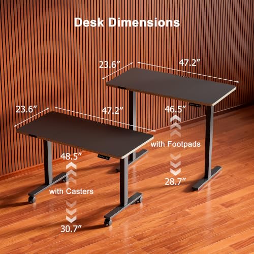 48 Inch Standing Desk with Wheels, USB-C Port, Cable Management