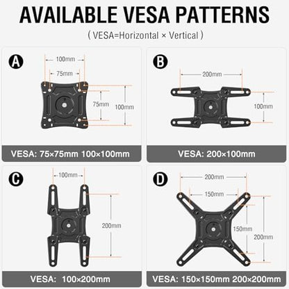 ELIVED Full Motion TV Wall Mount, 14-42" TV Monitor, VESA 200x200, 44 Lbs