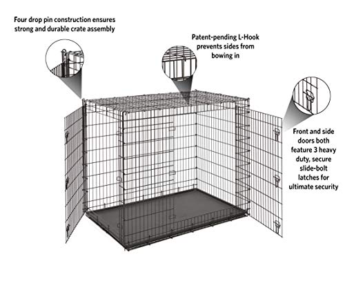Solutions by Midwest 54-Inch Double Door Crate, Giant Breed Dogs, 100+ lbs
