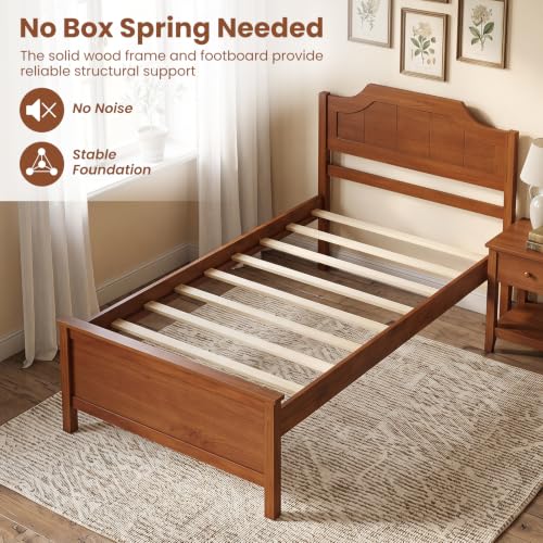 Queen Bed Frame, Platform Bed w/Headboard & Solid Wood Legs